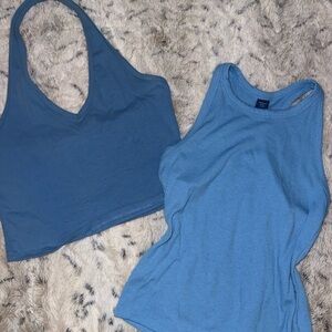 Two pack bundle of blue tank tops